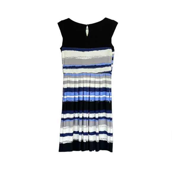 DressBarn | Black Blue Grey Striped Women’s Maxi Sleeveless Dress - Picture 2 of 12